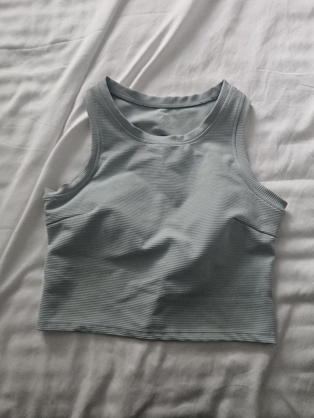 Ribbed Cropped Sports Bra/Top - Light Sage
